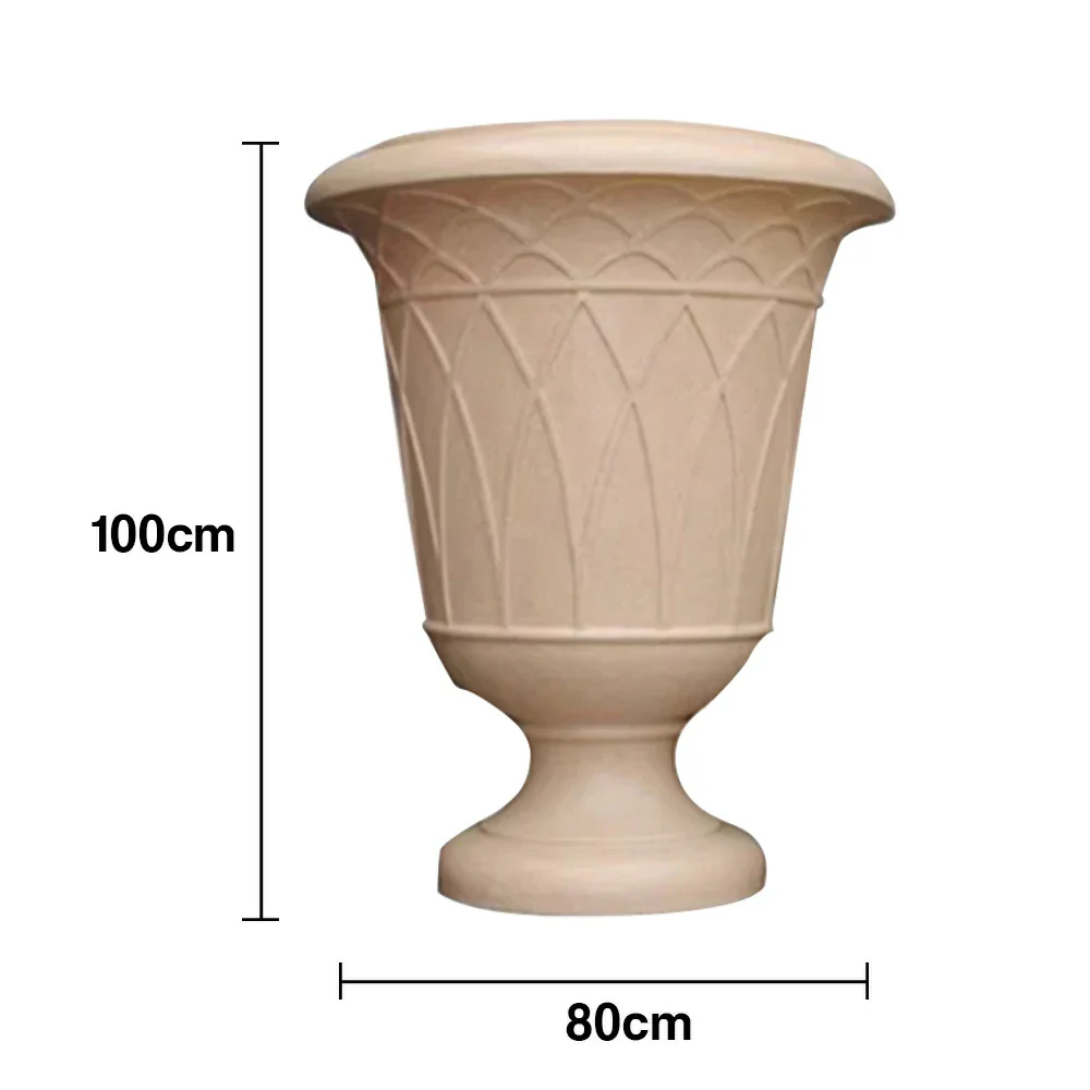 SOLARA Tall Outdoor Planter Resin Fiberglass Sandstone UV-Resistant Waterproof Durable for All Weather Stylish and Practical Design - Image 5