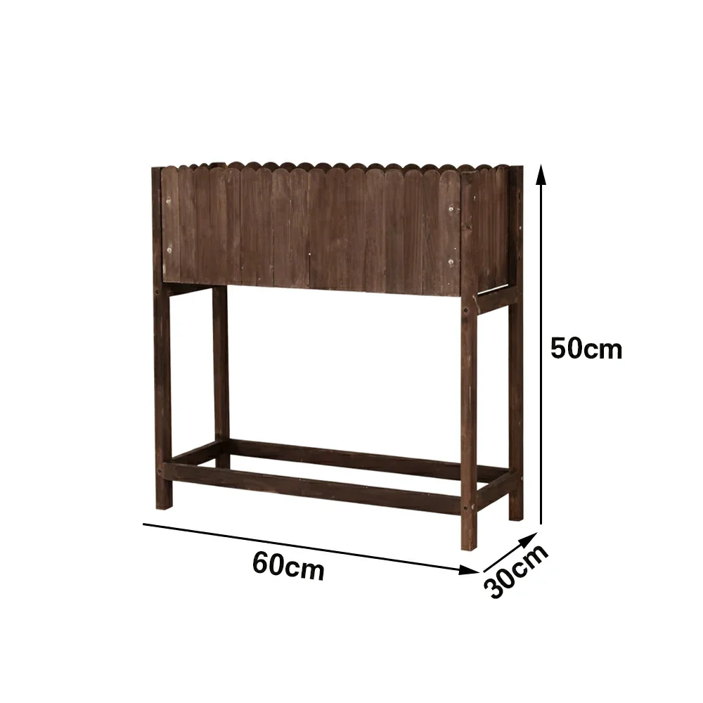 SOLARA 66/106cm Planter Box Dual-Layer Storage Solid Wood Frame Reinforced Structure Water-Based Coating Indoor Outdoor Use - Brown - Image 5