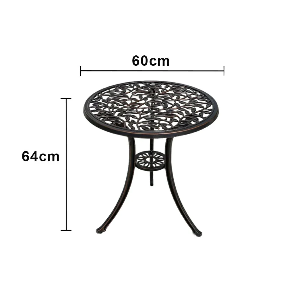 SOLARA 60cm Outdoor Dining Table - Weather-Resistant Cast Aluminium Frame, Heavy-Duty Patio Garden Balcony Table - Black - Image 5