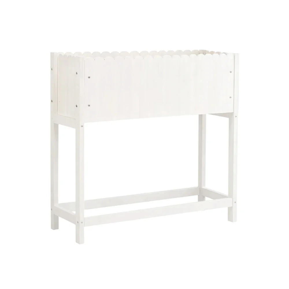 SOLARA 66/106cm Planter Box Dual-Layer Storage Solid Wood Frame Reinforced Structure Water-Based Coating Indoor Outdoor Use - White