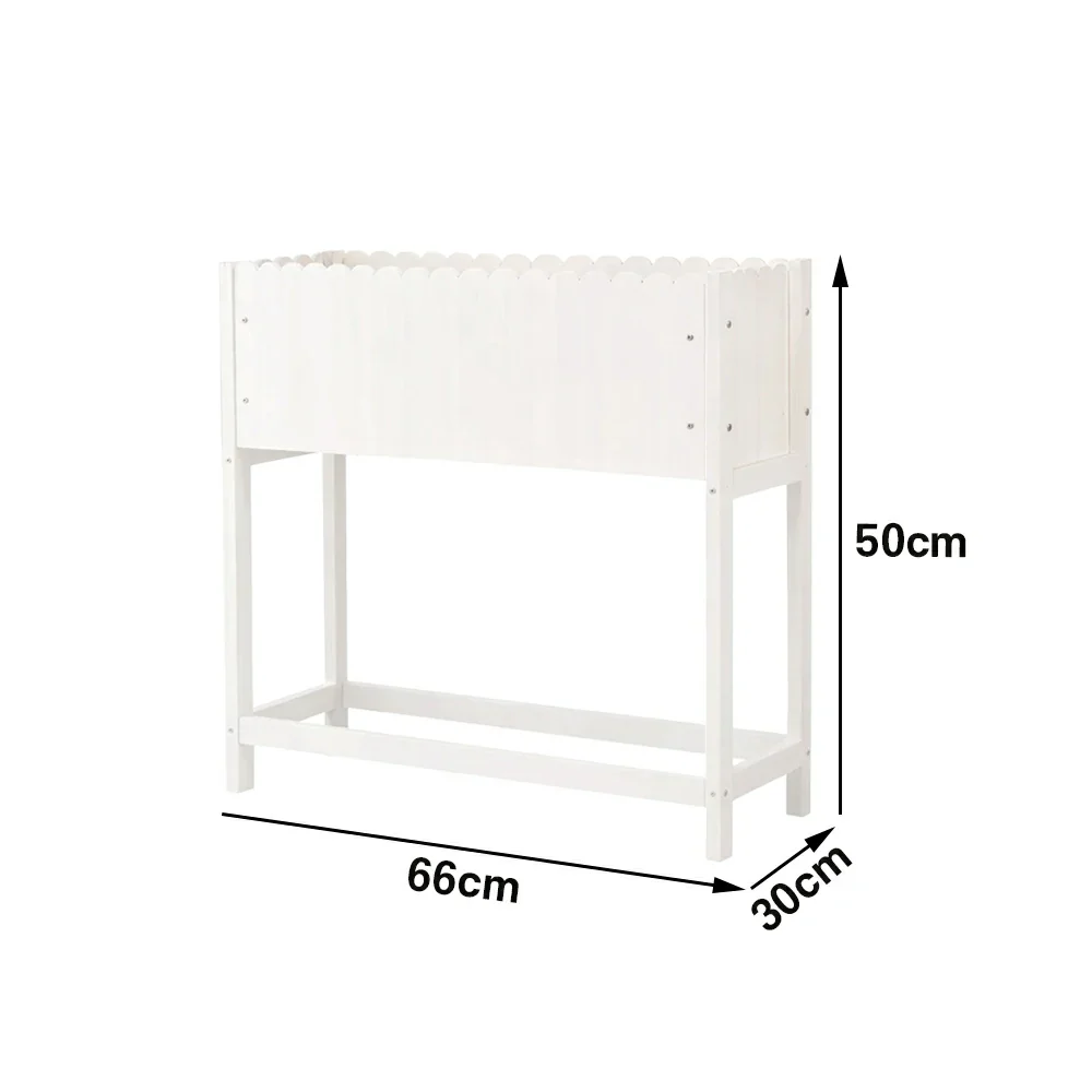 SOLARA 66/106cm Planter Box Dual-Layer Storage Solid Wood Frame Reinforced Structure Water-Based Coating Indoor Outdoor Use - White - Image 5