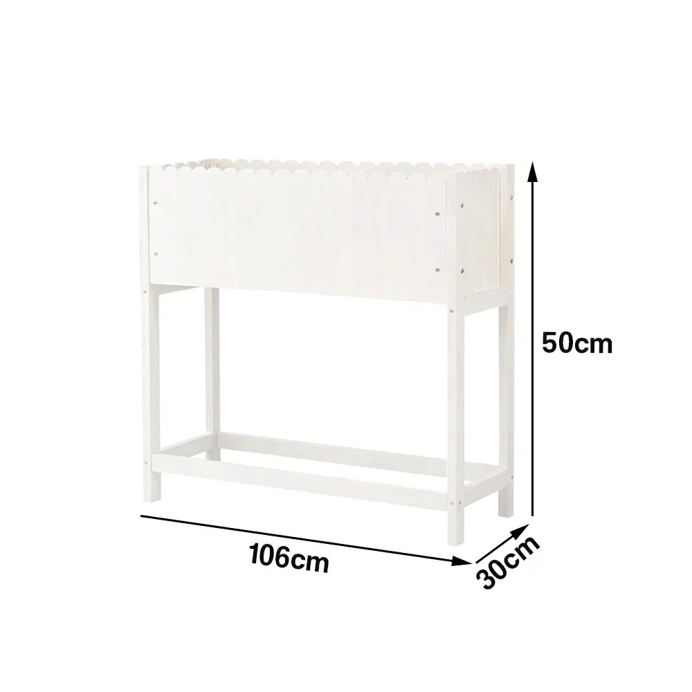 SOLARA 66/106cm Planter Box Dual-Layer Storage Solid Wood Frame Reinforced Structure Water-Based Coating Indoor Outdoor Use - White - Image 6
