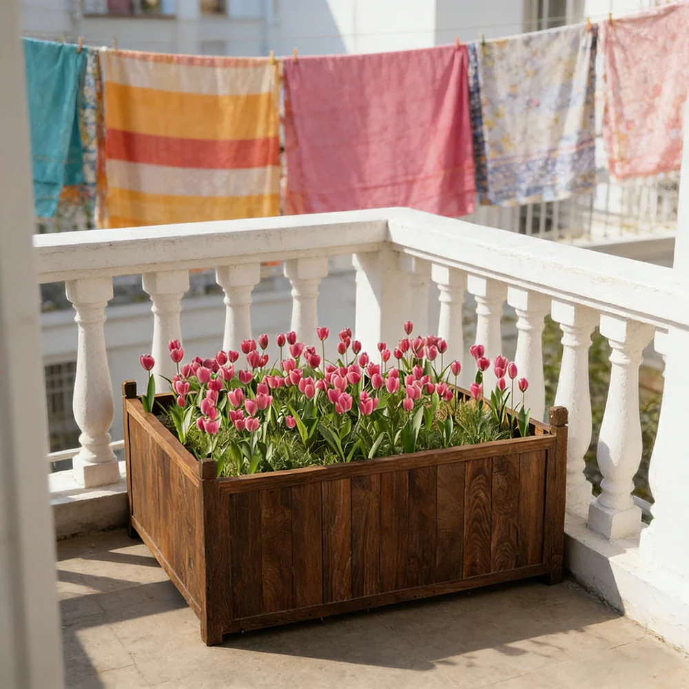 SOLARA 60/100cm Raised Planter Box Reinforced Frame Thickened Posts Heavy-Duty Outdoor Garden Bed - Brown - Image 2