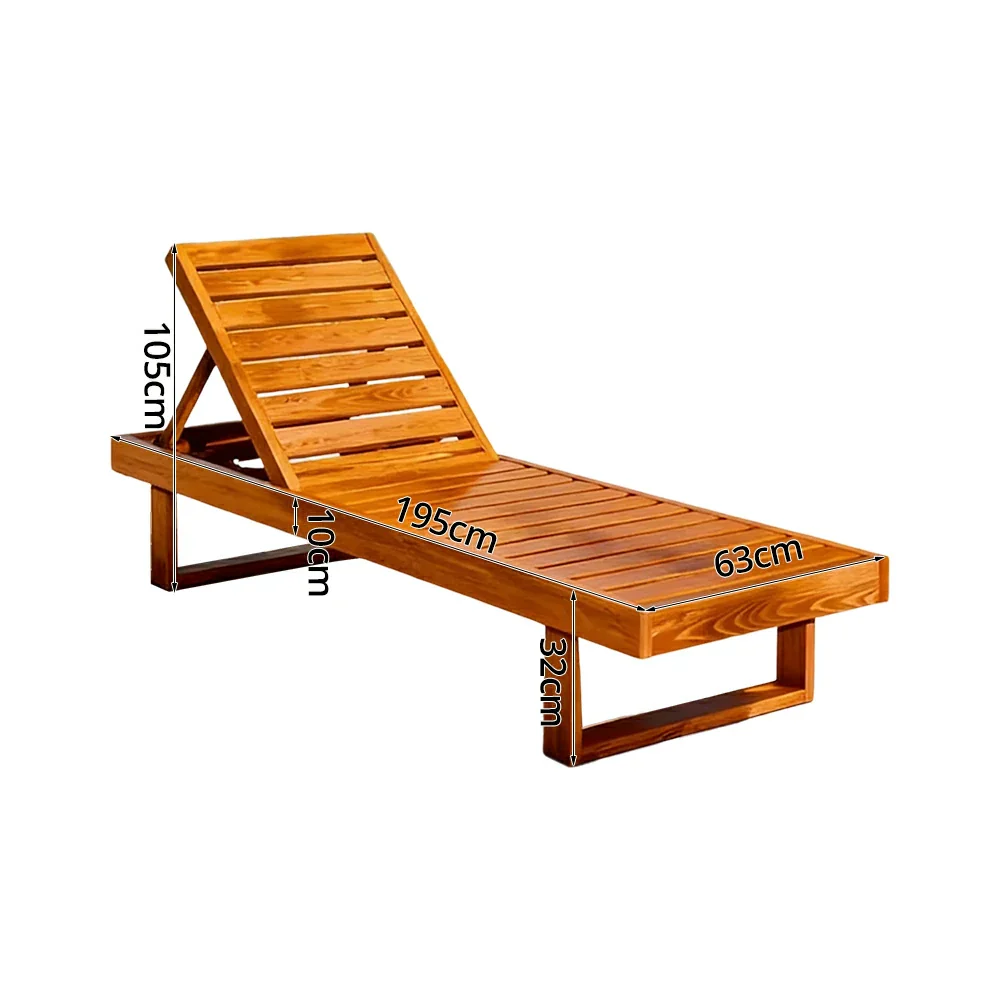 SOLARA Outdoor Reclining Sun Lounger - Multi-Position Adjustable Backrest, Premium Hardwood Construction, Weather-Resistant Finish - Yellow - Image 5