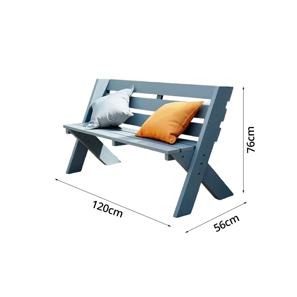 SOLARA 120/150cm Outdoor Two-Seater Bench - Heavy-Duty Solid Hardwood Construction, Reinforced X-Frame Support, Weather-Resistant Finish - Blue - Image 5