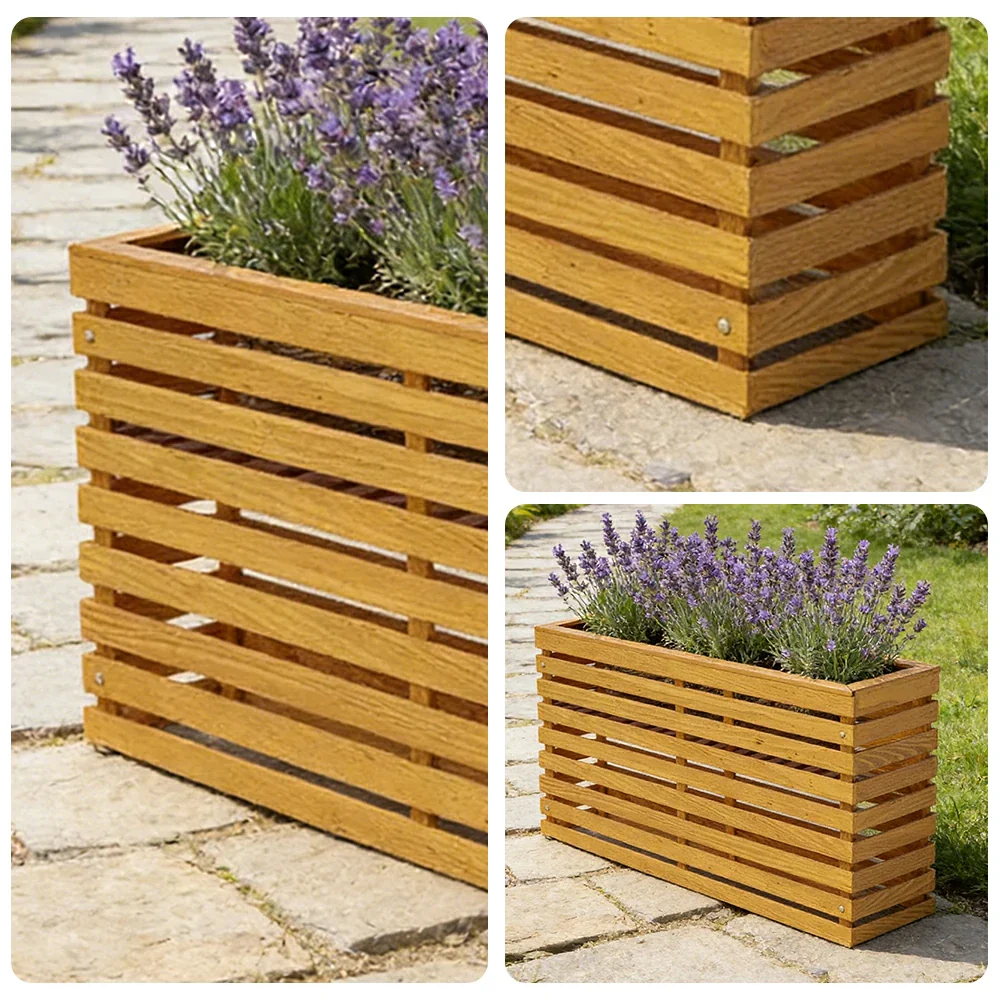 SOLARA 100/120cm Outdoor Planter - Weather-Resistant Anti-Rot Treated Timber - 5-Layer Protection Modern Minimalist Design - Yellow - Image 3