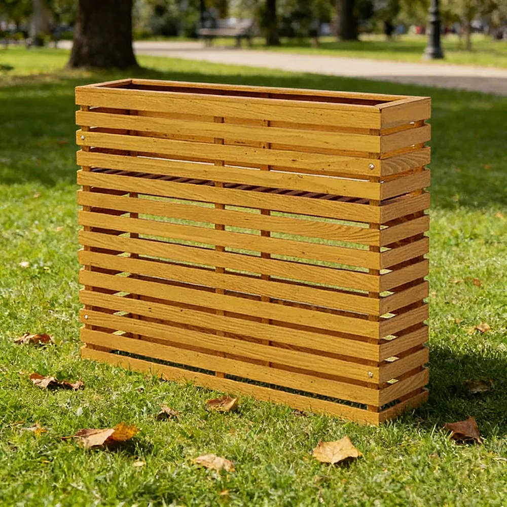 SOLARA 100/120cm Outdoor Planter - Weather-Resistant Anti-Rot Treated Timber - 5-Layer Protection Modern Minimalist Design - Yellow - Image 9