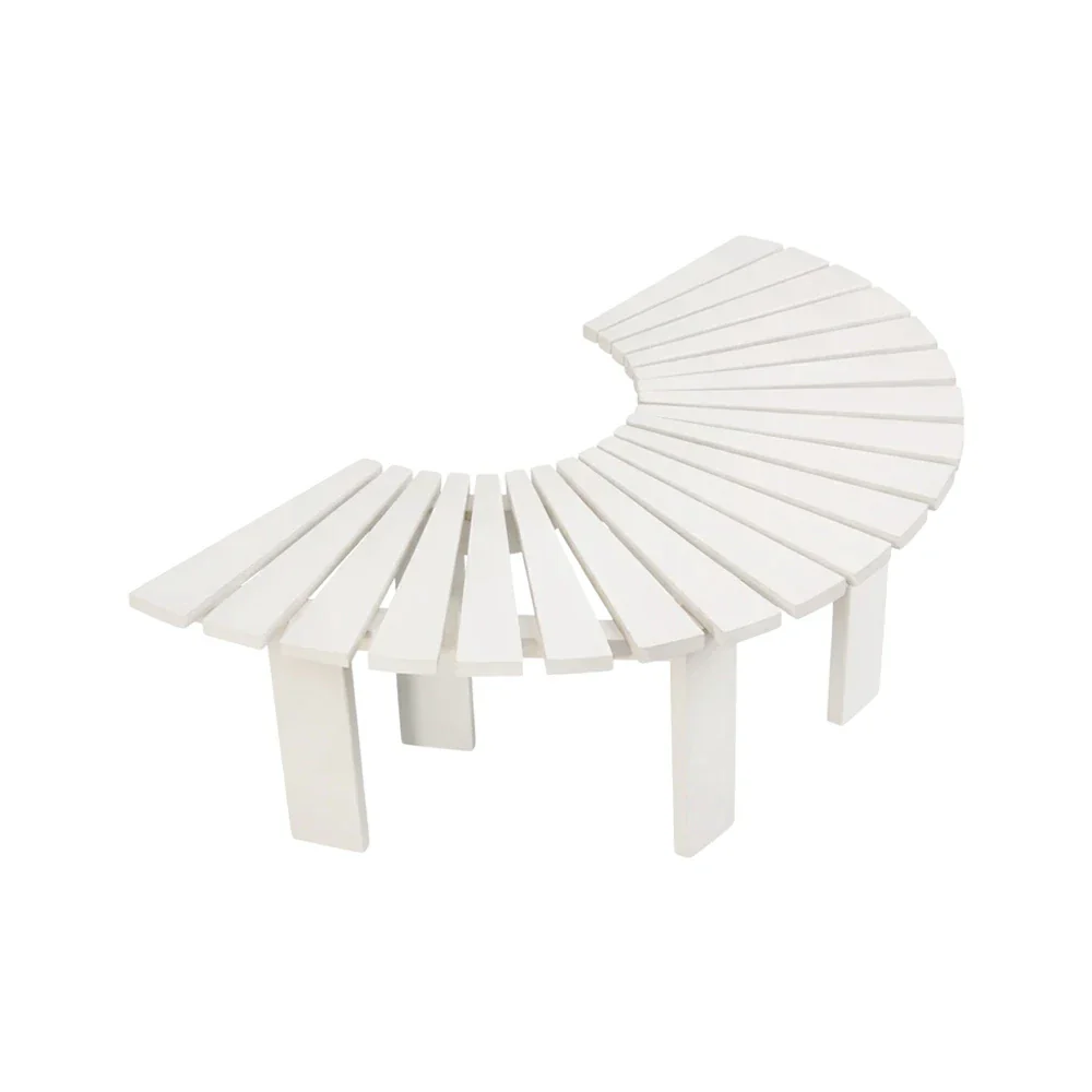 SOLARA Tree Surround Bench - Weather-Resistant Waterproof Solid Timber - Heavy-Duty Outdoor Garden Seating - White