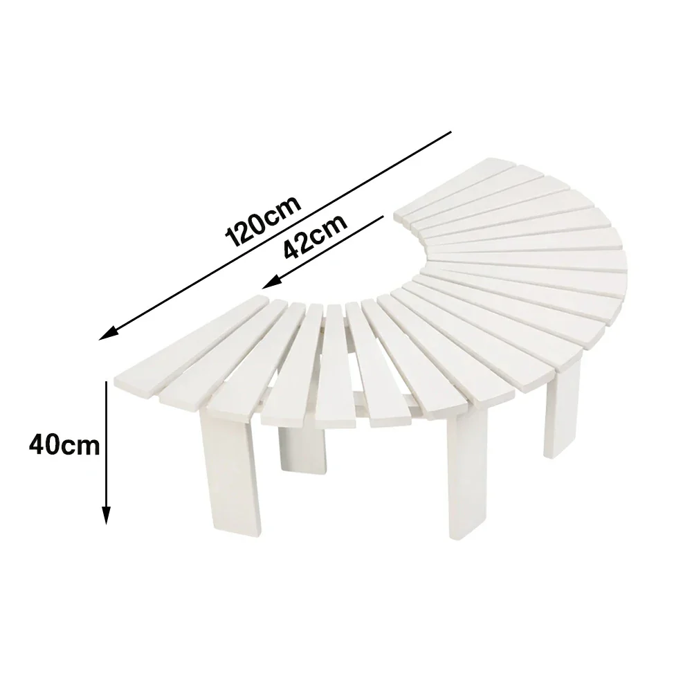 SOLARA Tree Surround Bench - Weather-Resistant Waterproof Solid Timber - Heavy-Duty Outdoor Garden Seating - White - Image 5