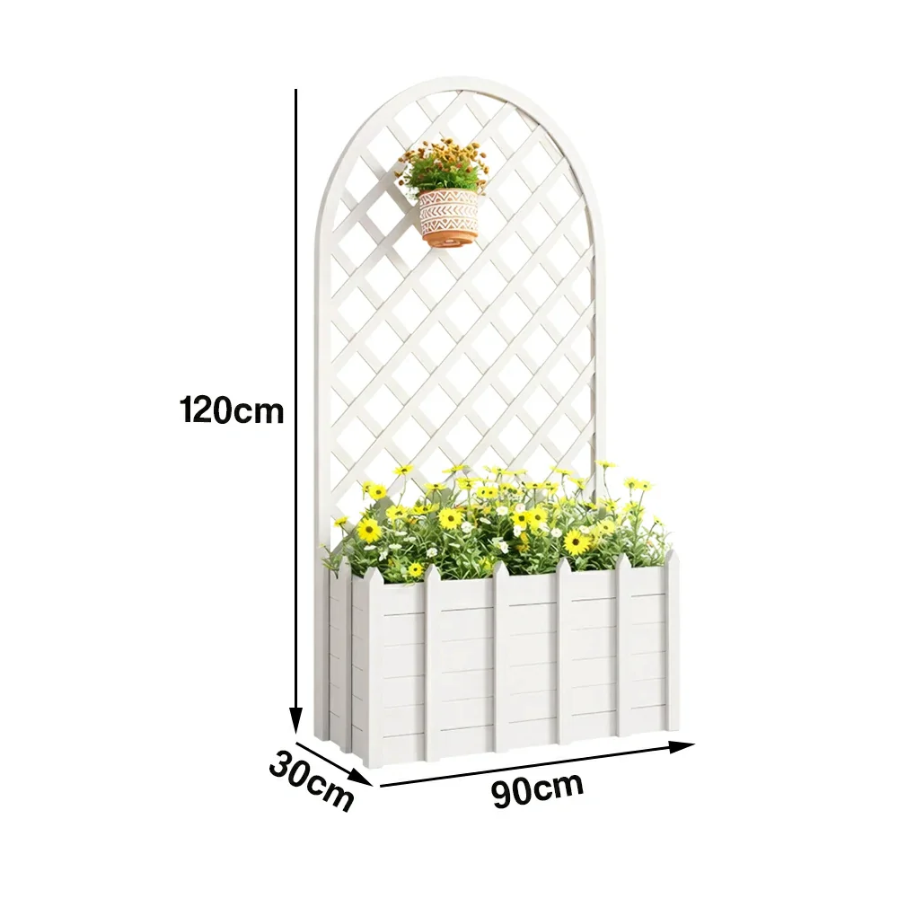 SOLARA 120/150cm Garden Arch Trellis - Weather-Resistant Waterproof Timber - Classic Arched Outdoor Climbing Plant Frame - White - Image 6