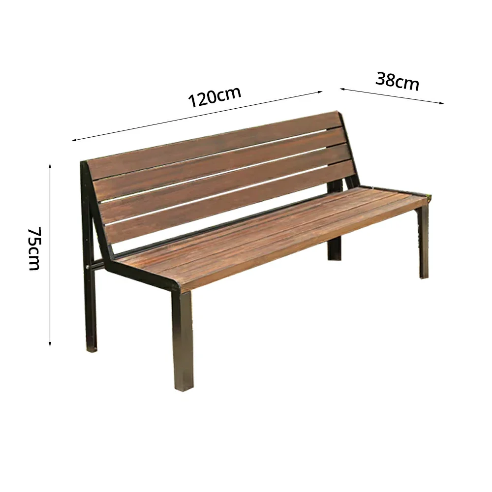 SOLARA 120/150cm Outdoor Bench Seat with Backrest - Heavy-Duty Cast Aluminium Frame, Solid Timber Slats, Weather-Resistant & Ground-Fixable - Walnut - Image 5
