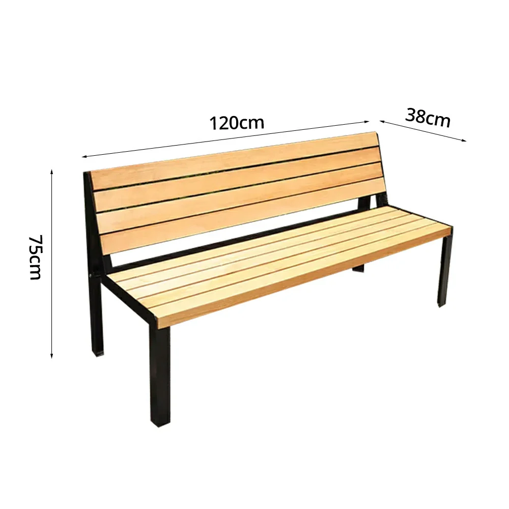 SOLARA 120/150cm Outdoor Bench Seat with Backrest - Heavy-Duty Cast Aluminium Frame, Solid Timber Slats, Weather-Resistant & Ground-Fixable - Wood - Image 5