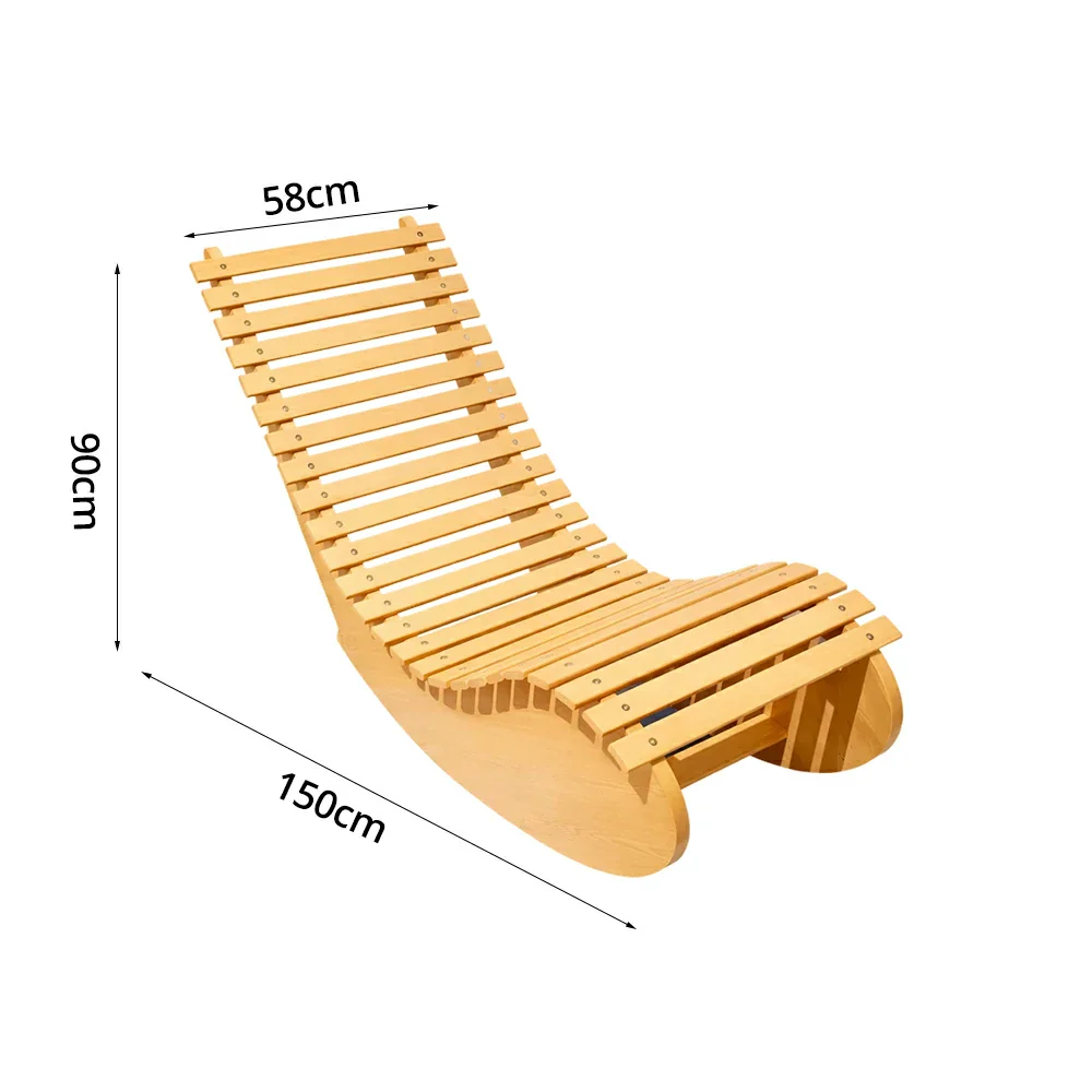 SOLARA Outdoor Rocking Chair - Smooth Curved Rocking Design, Solid Timber Construction, Weather-Resistant & Reinforced Frame - Yellow - Image 5