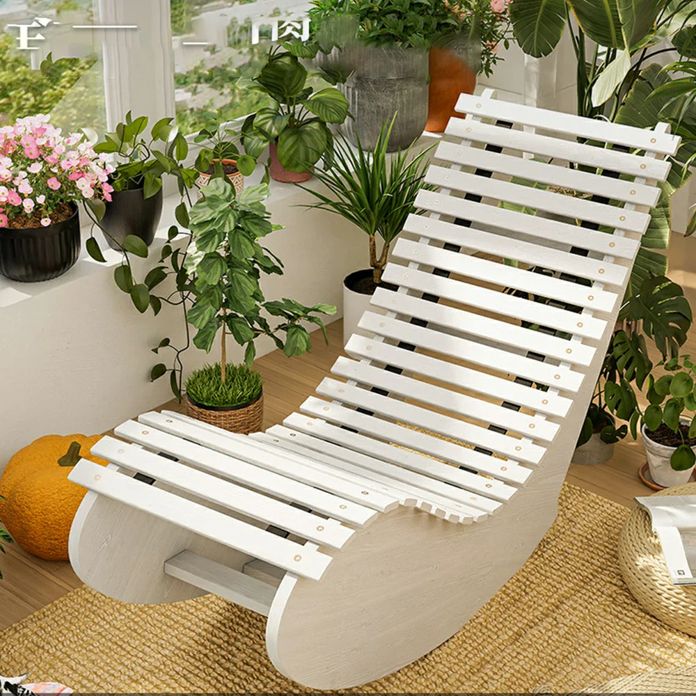 SOLARA Outdoor Rocking Chair - Smooth Curved Rocking Design, Solid Timber Construction, Weather-Resistant & Reinforced Frame - White - Image 4