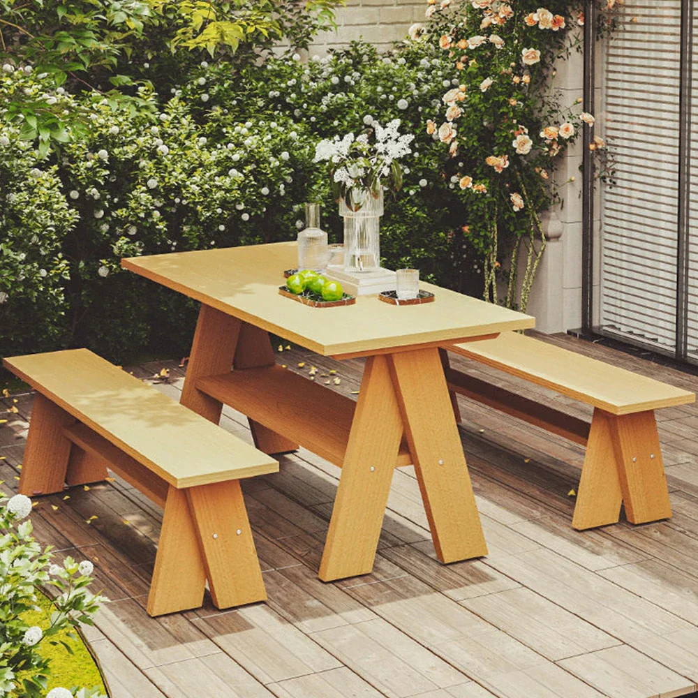 SOLARA 120/150cm Outdoor Garden Bench - Heavy-Duty Solid Timber Construction, Weather-Resistant, Reinforced Crossbeam Support - Yellow - Image 4