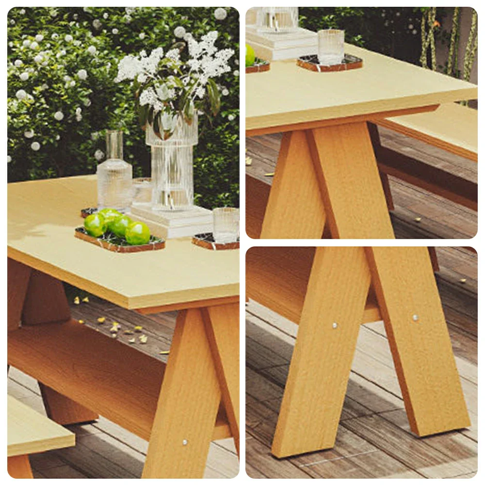 SOLARA 120/150cm Outdoor Garden Table - Heavy-Duty Solid Timber Construction, Weather-Resistant, Reinforced Crossbeam Support - Yellow - Image 4