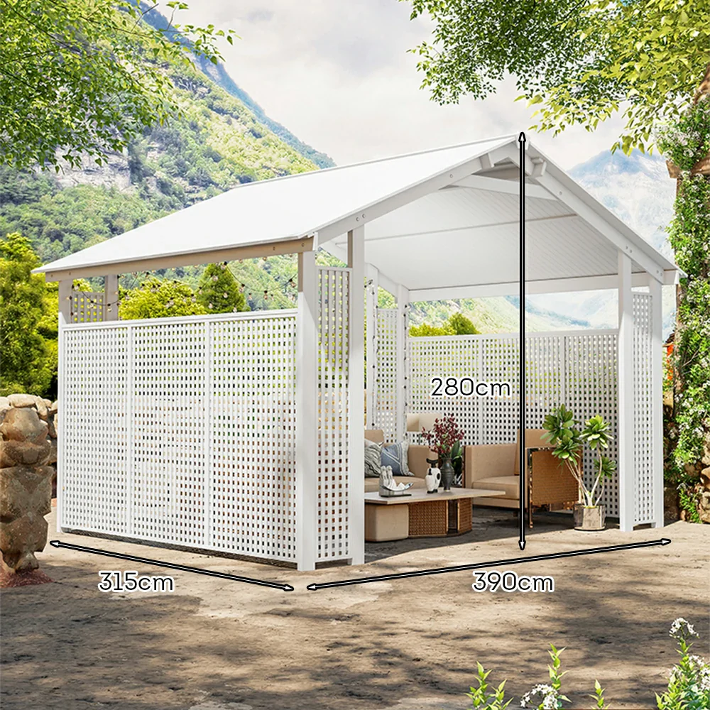 SOLARA Outdoor Pavilion - Large Heavy-Duty Gazebo with Reinforced Steel Frame & Hollow Side Panel Design - White - Image 5