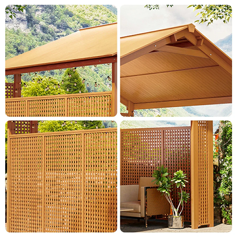 SOLARA Outdoor Pavilion - Large Heavy-Duty Gazebo with Reinforced Steel Frame & Hollow Side Panel Design - Yellow - Image 3