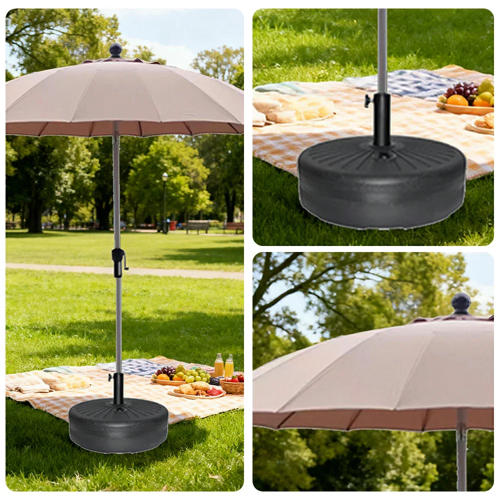 SOLARA Outdoor Patio Umbrella - 2.5m Canopy with Fiberglass Ribs, Carbon Steel Frame, UV & Rain Protection, 40L Water-Filled Base - Khaki - Image 3