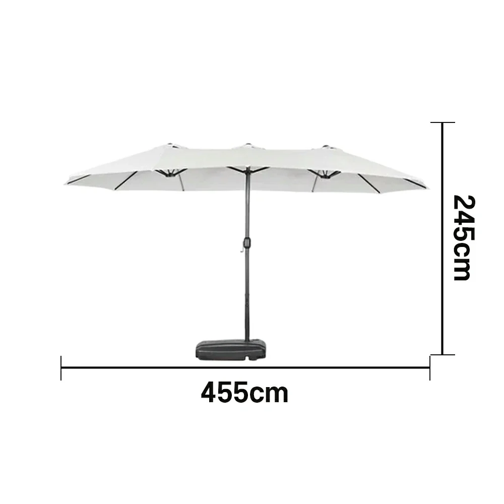 SOLARA Outdoor Patio Umbrella - 380/455cm Rectangular Canopy, Sunshade & Rain Protection, Heavy-Duty Frame, 60kg Water-Filled Base - Beige - Image 6