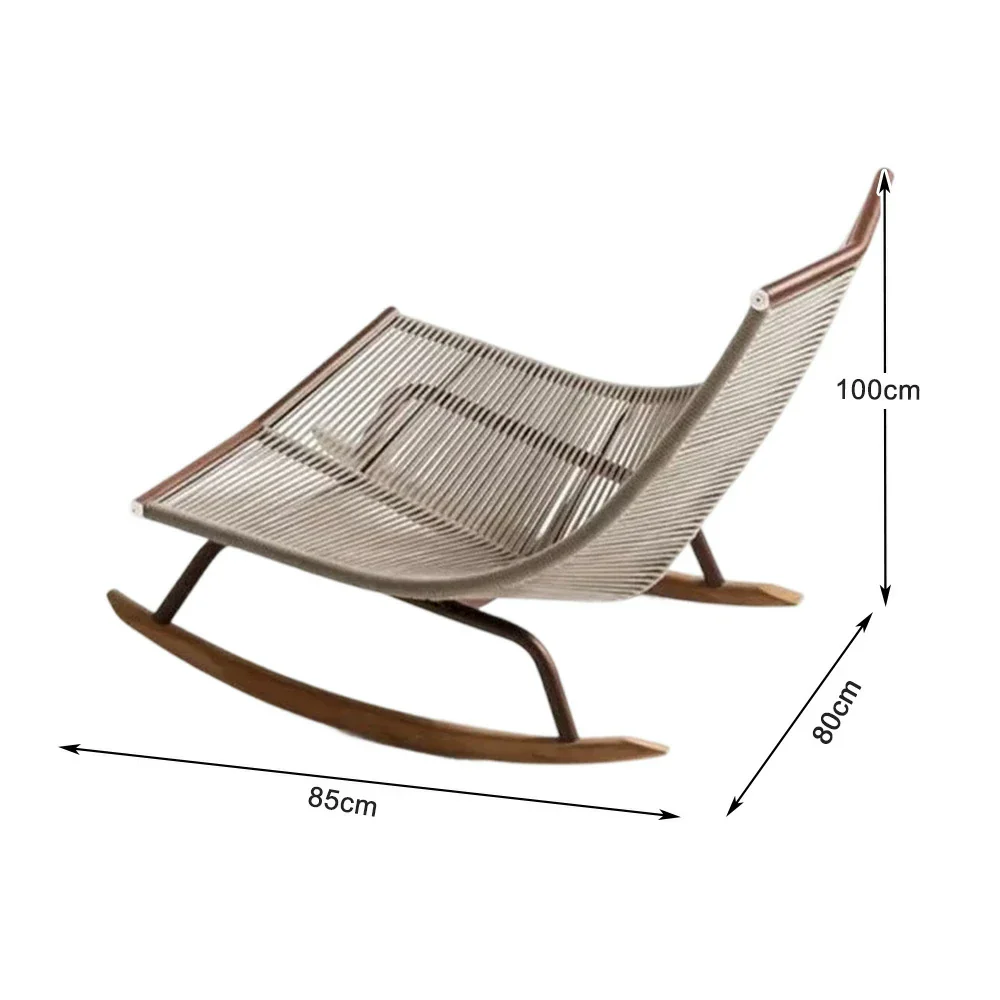SOLARA Sleigh Rocking Chair - Smooth Rocking Motion, Handwoven Rattan with Aluminium Frame, Stable Design - White - Image 5