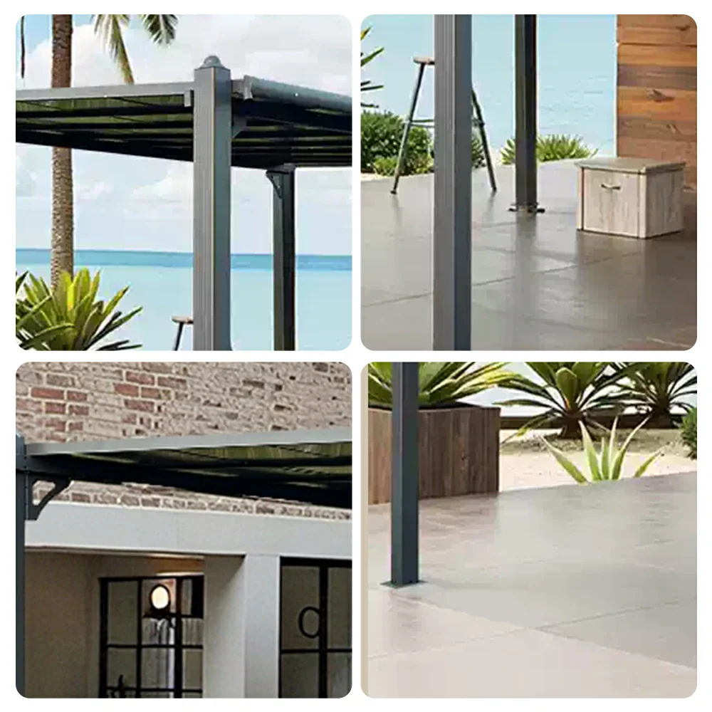 SOLARA Outdoor Canopy - Heavy-Duty Pavilion with Triangular Reinforcement & 10cm Thick Posts, High-Low Drainage Design - Grey - Image 3