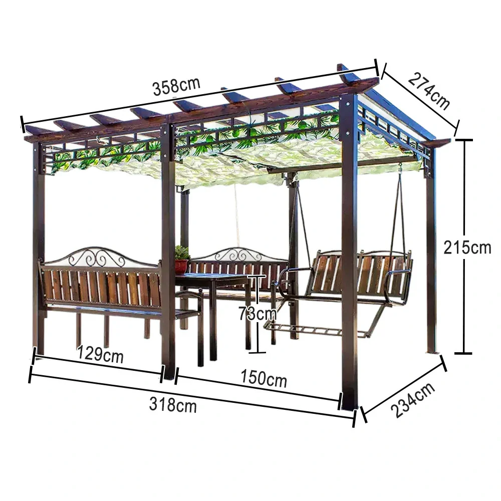 SOLARA Outdoor Canopy - Multi-Functional Pavilion with Reinforced Aluminium Frame, Expandable UV-Resistant Canopy, Climbing Plant-Friendly Design - Brown - Image 5