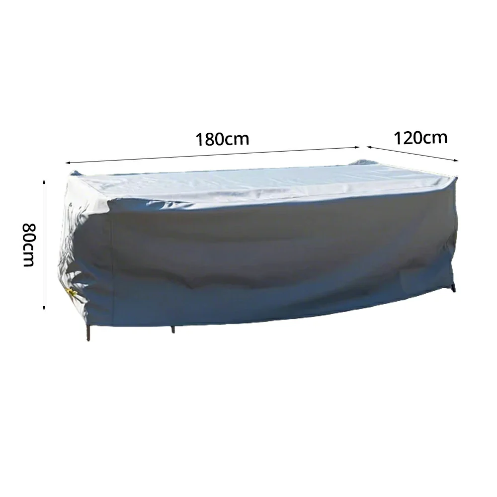 SOLARA Outdoor Table & Chair Rain Cover - Rectangular 120/180/230cm Waterproof Oxford Fabric, UV & Dust Protection for Outdoor Furniture - Grey - Image 5
