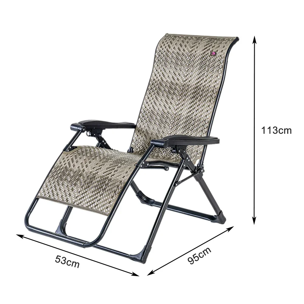 SOLARA Foldable Outdoor Lounge Chair – Solid Wood & PE Rattan, Adjustable Reclining Design, Space-Saving Storage, 150kg Max Load - Grey - Image 5