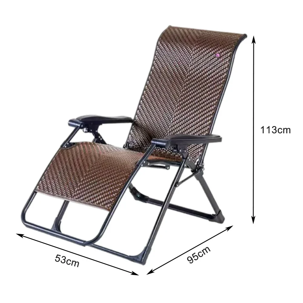 SOLARA Foldable Outdoor Lounge Chair – Solid Wood & PE Rattan, Adjustable Reclining Design, Space-Saving Storage, 150kg Max Load - Light Brown - Image 5