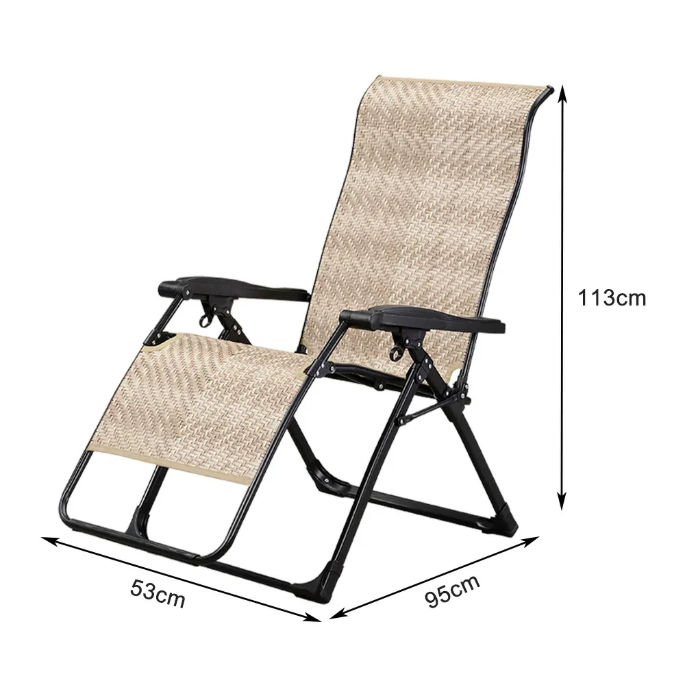 SOLARA Foldable Outdoor Lounge Chair – Solid Wood & PE Rattan, Adjustable Reclining Design, Space-Saving Storage, 150kg Max Load - White - Image 5