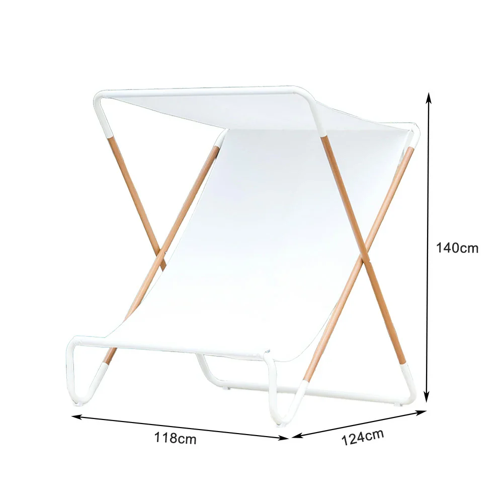 SOLARA Outdoor Folding Chair - Sunshade Design, Alloy Steel Frame, Patio & Garden Recliner, Waterproof Fabric - White - Image 5