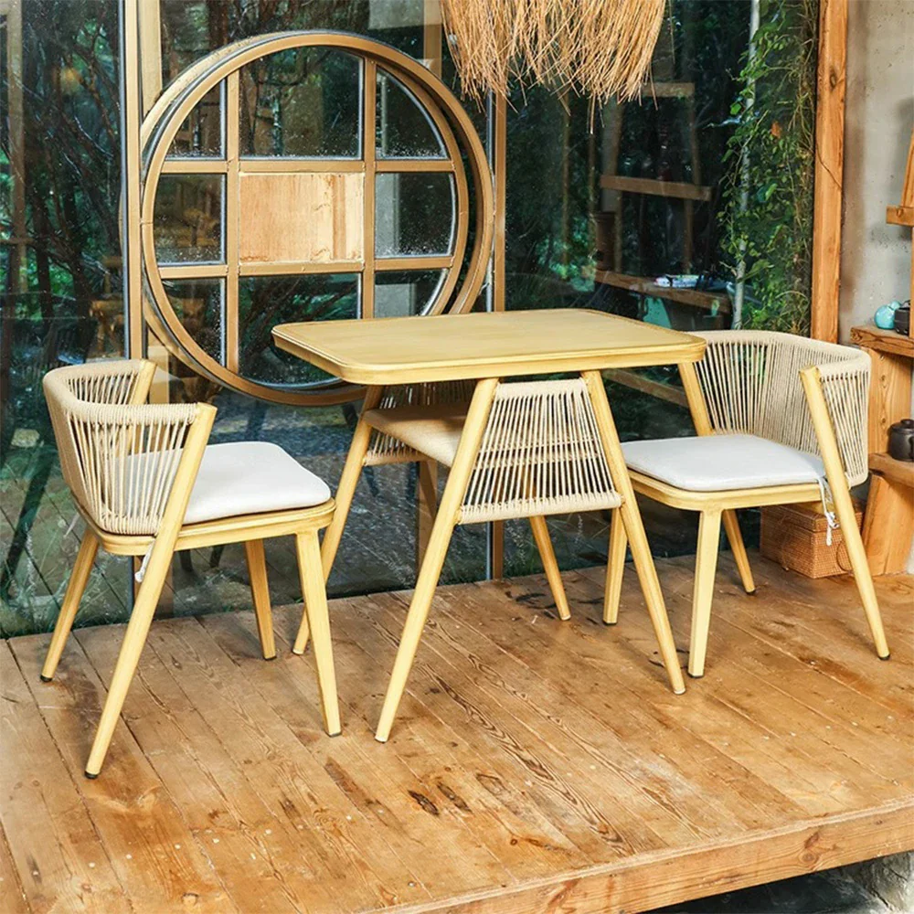 SOLARA 80cm x 80cm Rectangular Dining Set - Solid Wood Frame, 1 Table & 2 Chairs, Durable Outdoor Furniture - Wood - Image 2