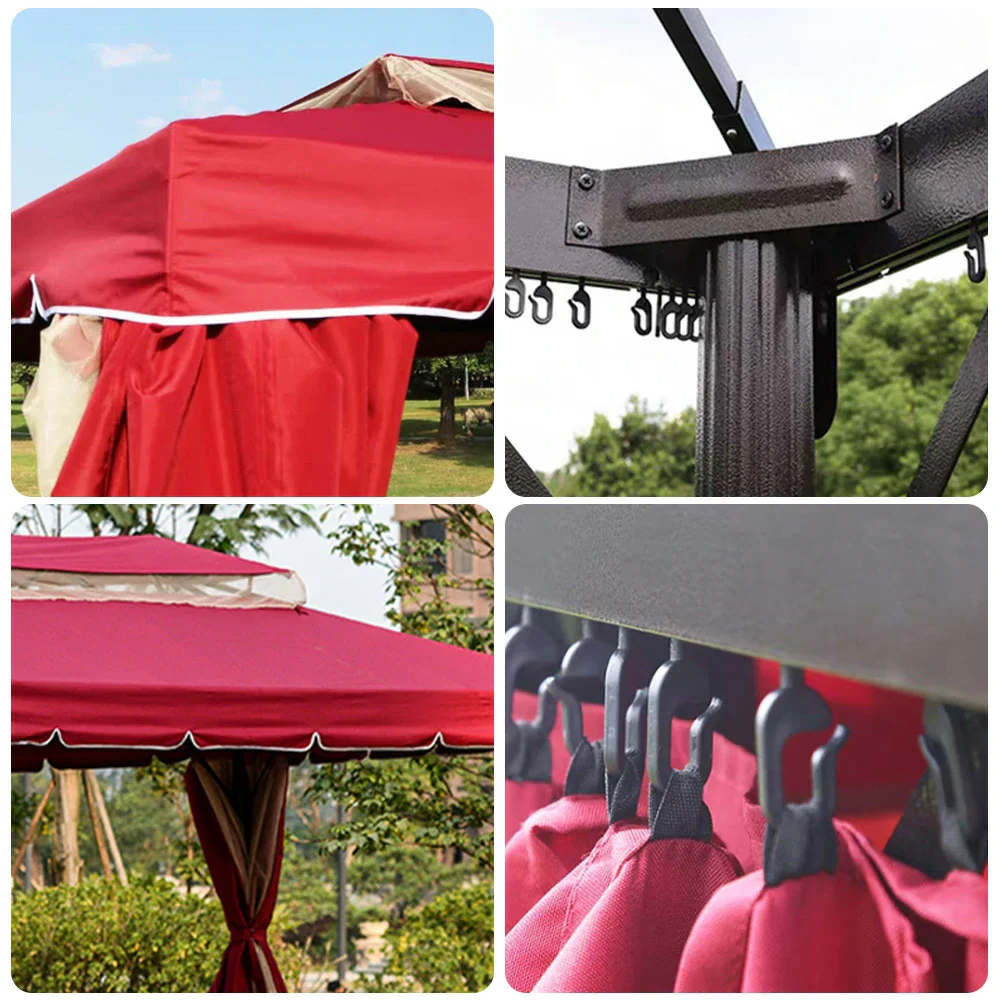 SOLARA Outdoor Canopy - 2.5x2.5m Reinforced Steel Frame with Mesh Curtains - Red - Image 3