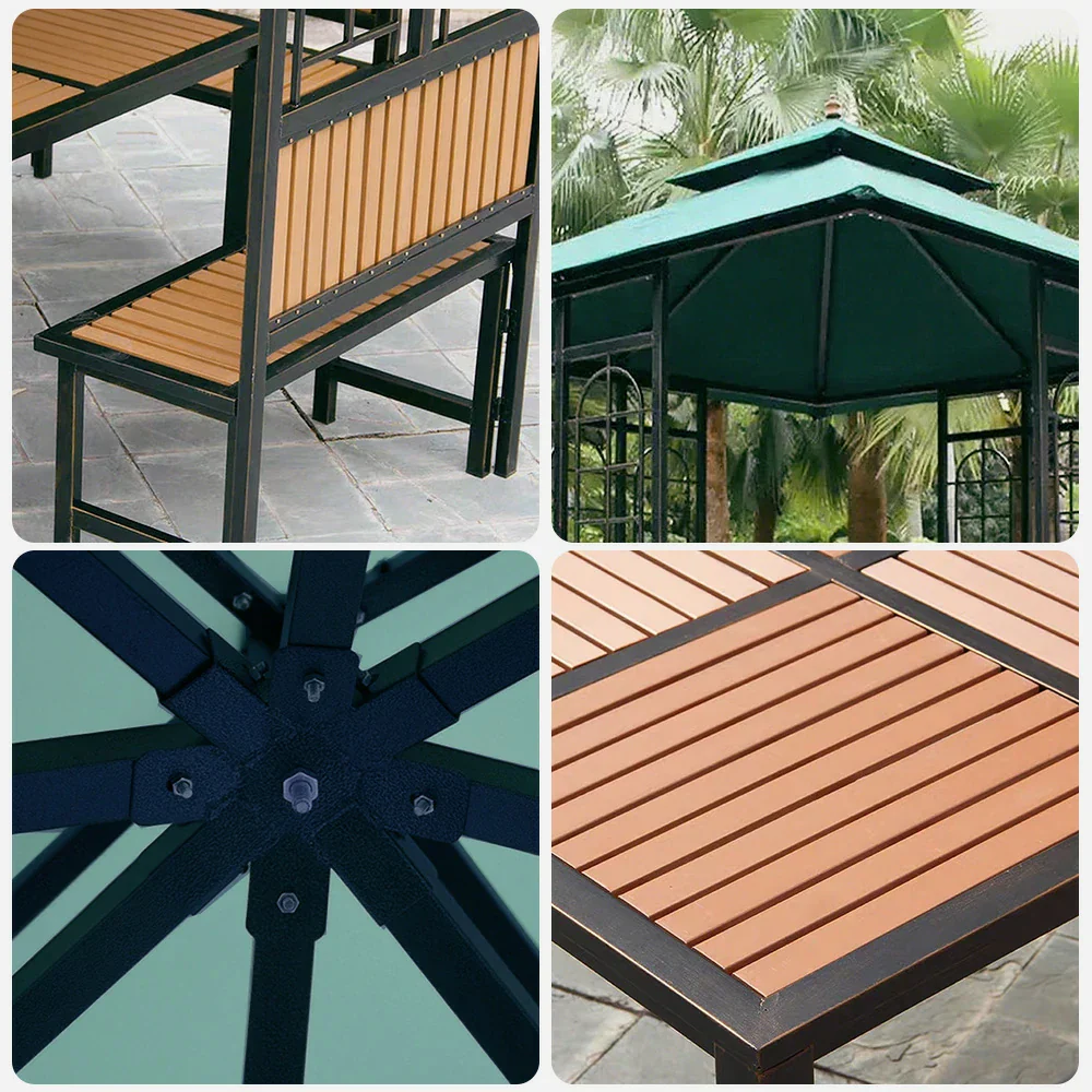 SOLARA Luxury Pavilion Set - Heavy-Duty Steel Frame with Hollow Ventilated Design, Durable Table & Chairs, All-Weather Canopy - Blue - Image 3