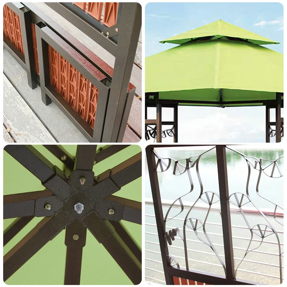 SOLARA Luxury Pavilion Set - Heavy-Duty Steel Frame with Hollow Ventilated Design, Durable Table & Chairs, All-Weather Canopy - Green - Image 3