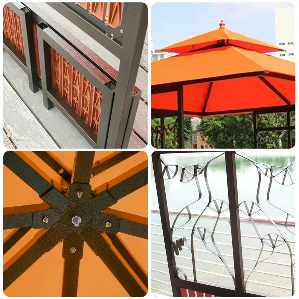 SOLARA Luxury Pavilion Set - Heavy-Duty Steel Frame with Hollow Ventilated Design, Durable Table & Chairs, All-Weather Canopy - Orange - Image 3