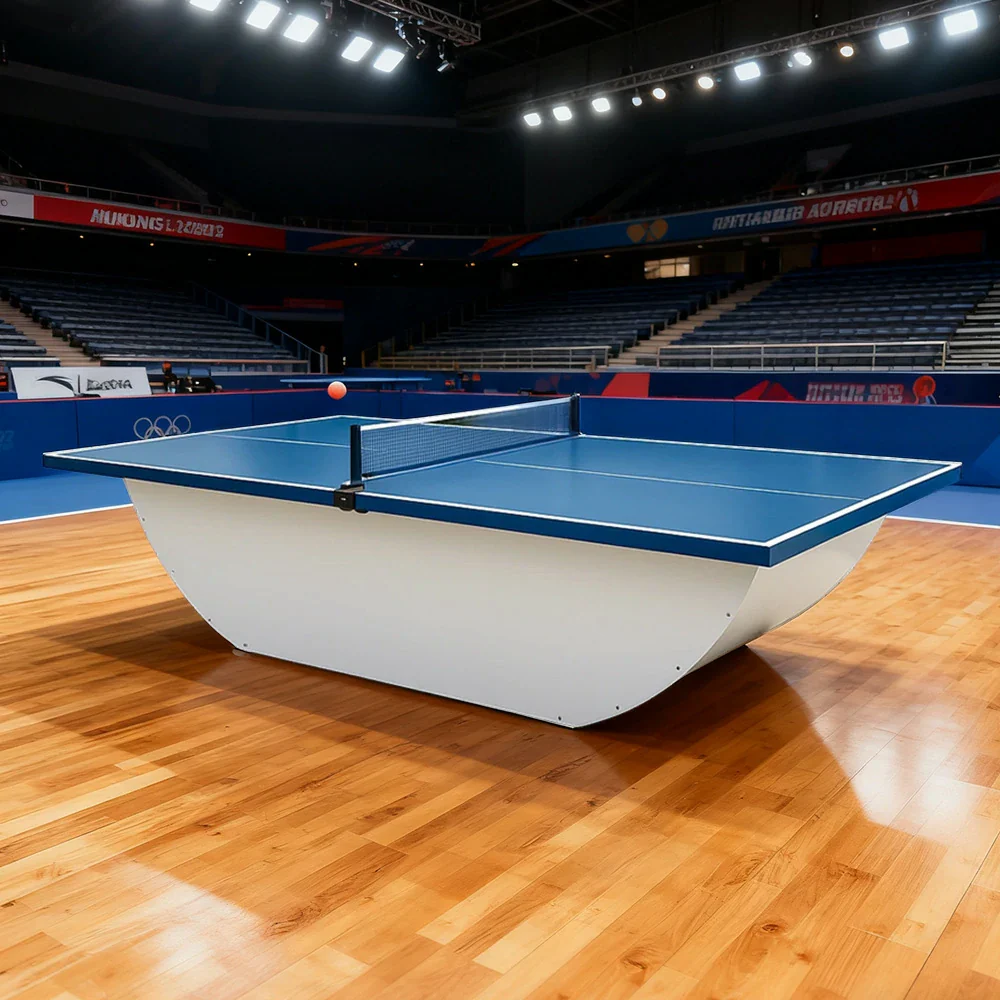 SUNNET Outdoor Waterproof 4cm Table Tennis Pingpong Table with Heavy-Duty Base and Free Accessories - Blue & White - Image 2