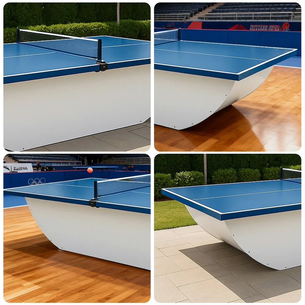 SUNNET Outdoor Waterproof 4cm Table Tennis Pingpong Table with Heavy-Duty Base and Free Accessories - Blue & White - Image 4