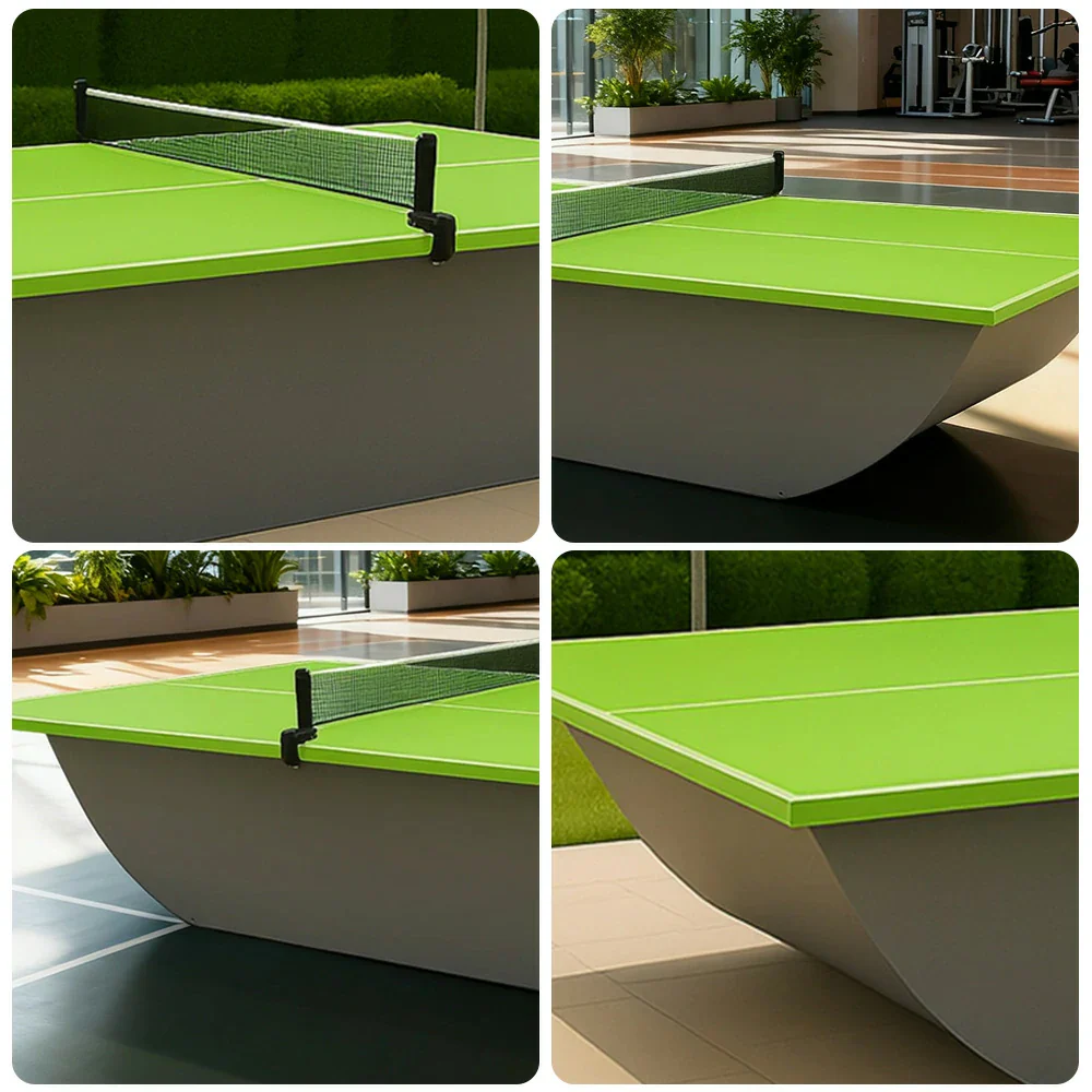 SUNNET Outdoor Waterproof 4cm Table Tennis Pingpong Table with Heavy-Duty Base and Free Accessories - Green & Grey - Image 4
