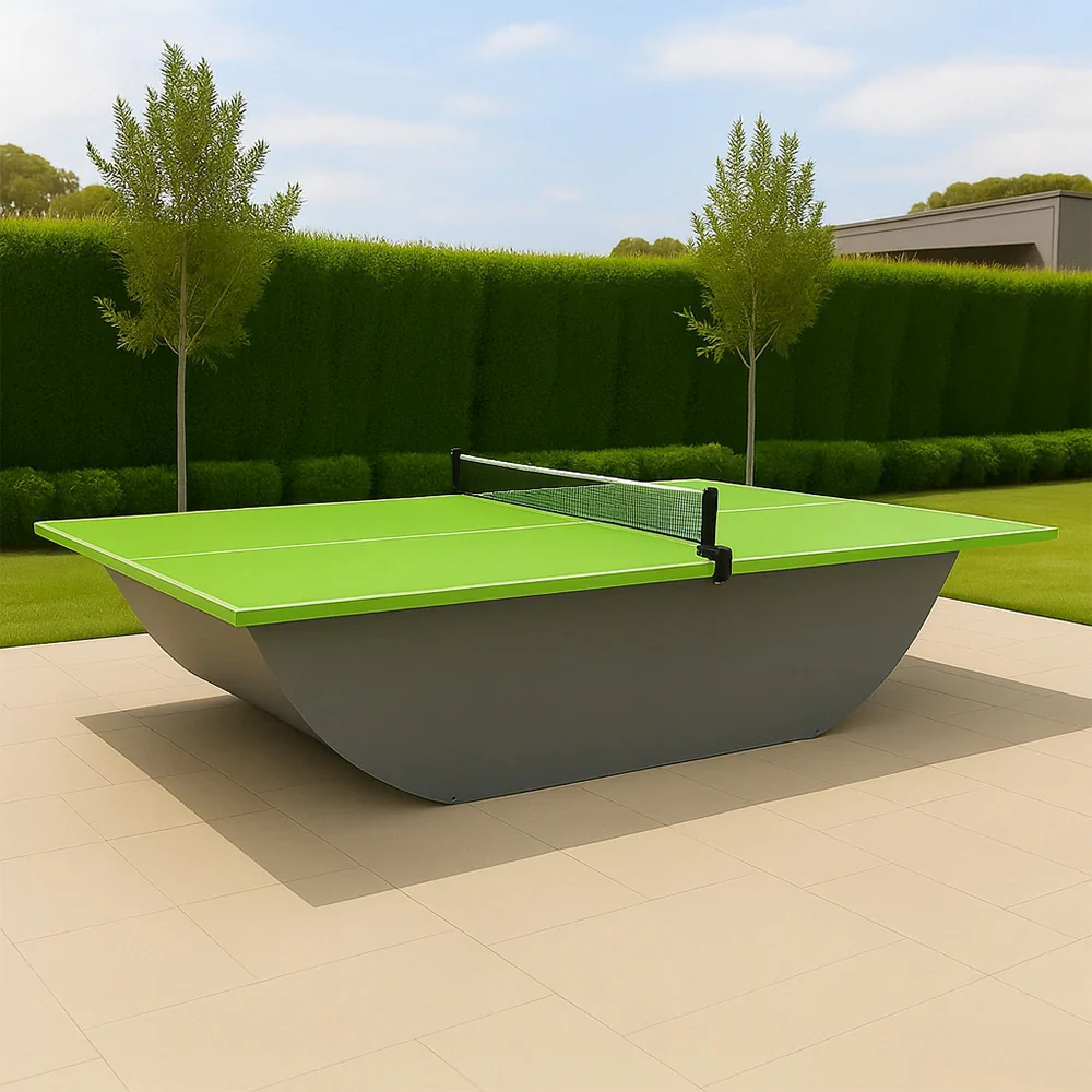 SUNNET Outdoor Waterproof 4cm Table Tennis Pingpong Table with Heavy-Duty Base and Free Accessories - Green & Grey - Image 5