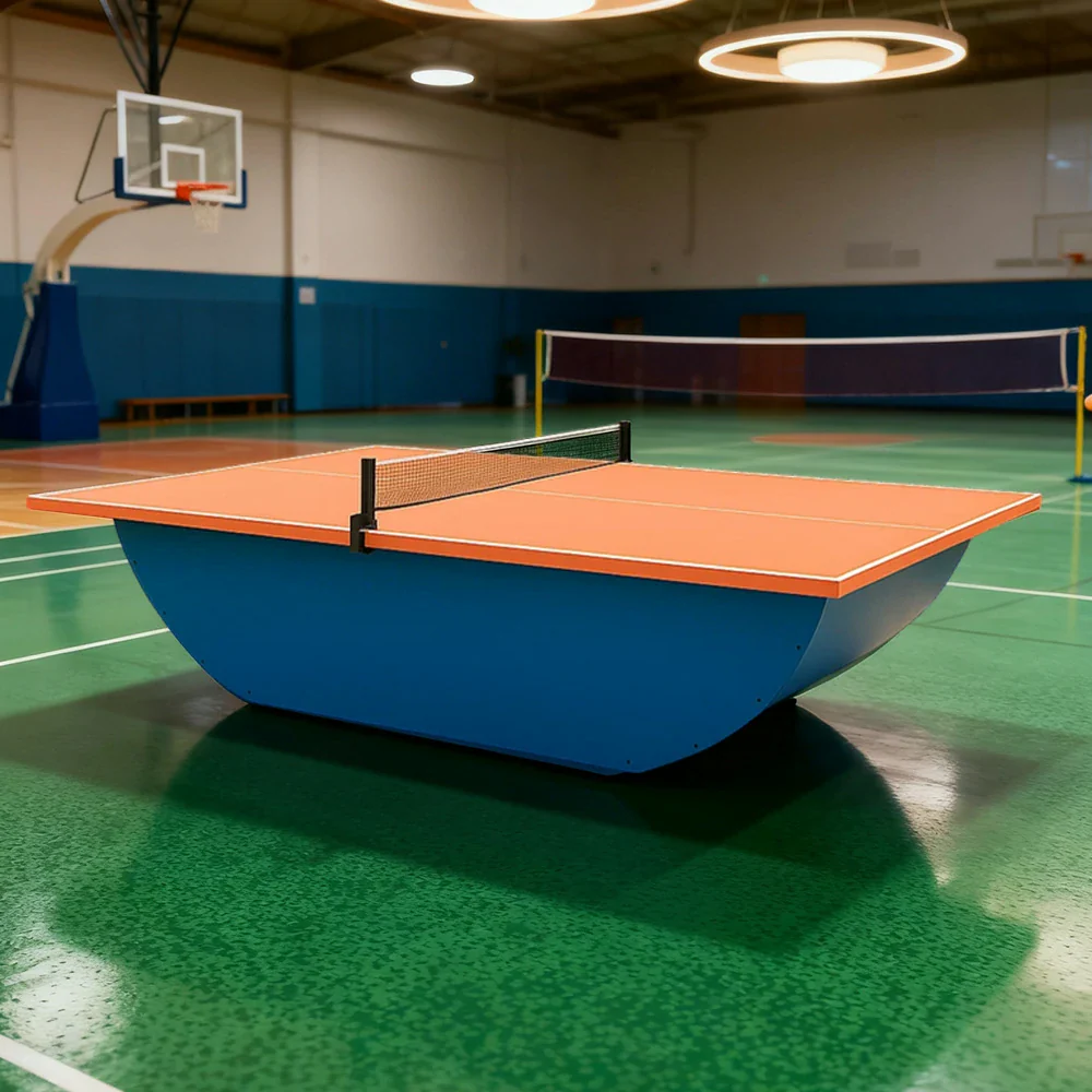 SUNNET Outdoor Waterproof 4cm Table Tennis Pingpong Table with Heavy-Duty Base and Free Accessories - Orange & Blue - Image 2