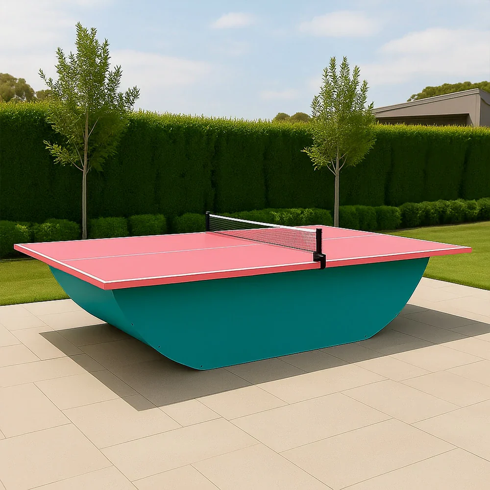 SUNNET Outdoor Waterproof 4cm Table Tennis Pingpong Table with Heavy-Duty Base and Free Accessories - Pink - Image 5