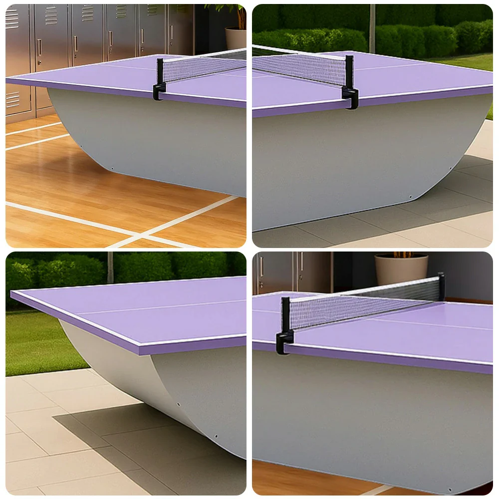 SUNNET Outdoor Waterproof 4cm Table Tennis Pingpong Table with Heavy-Duty Base and Free Accessories - Purple & White - Image 4