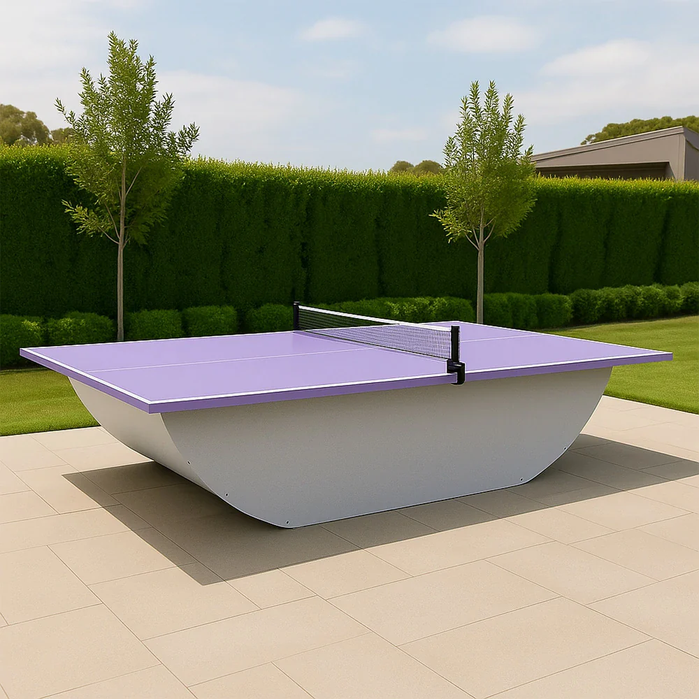 SUNNET Outdoor Waterproof 4cm Table Tennis Pingpong Table with Heavy-Duty Base and Free Accessories - Purple & White - Image 5