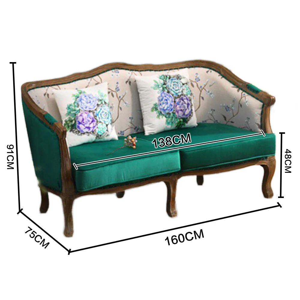LIVARA Two-seater Solid Wood Sofa w/Cushion - Image 4