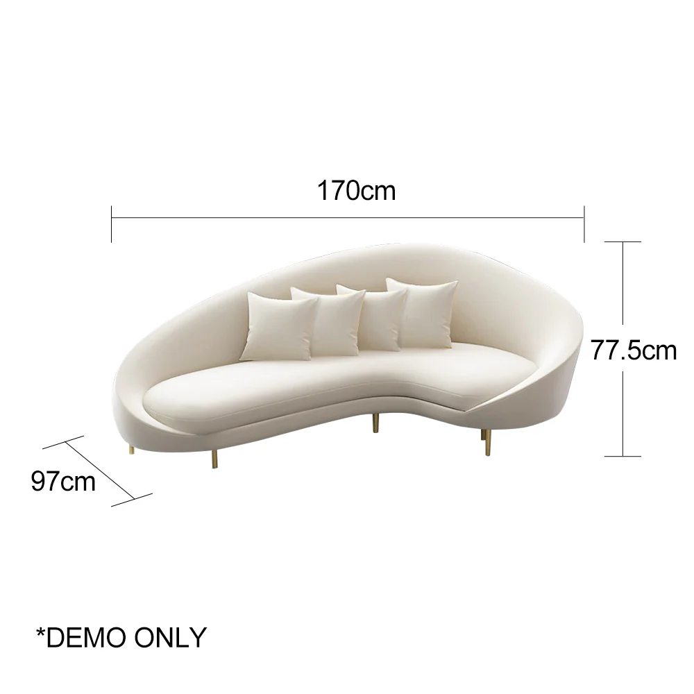 LIVARA Two-Seater Velvet Fabric Sofa (NOT MINI VERSION) - Beige - Image 3
