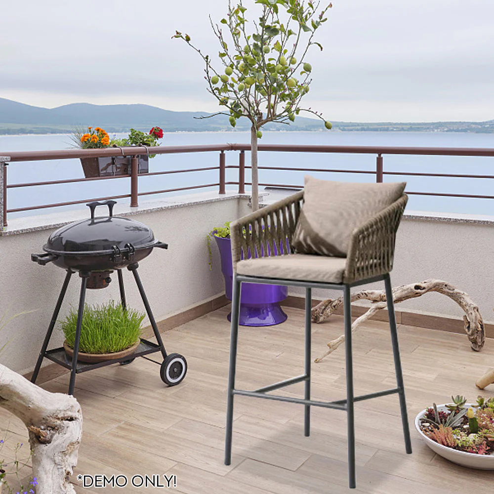 LIVARA PE Rattan Outdoor Sofa Garden Chair - Dark Khaki - Image 10