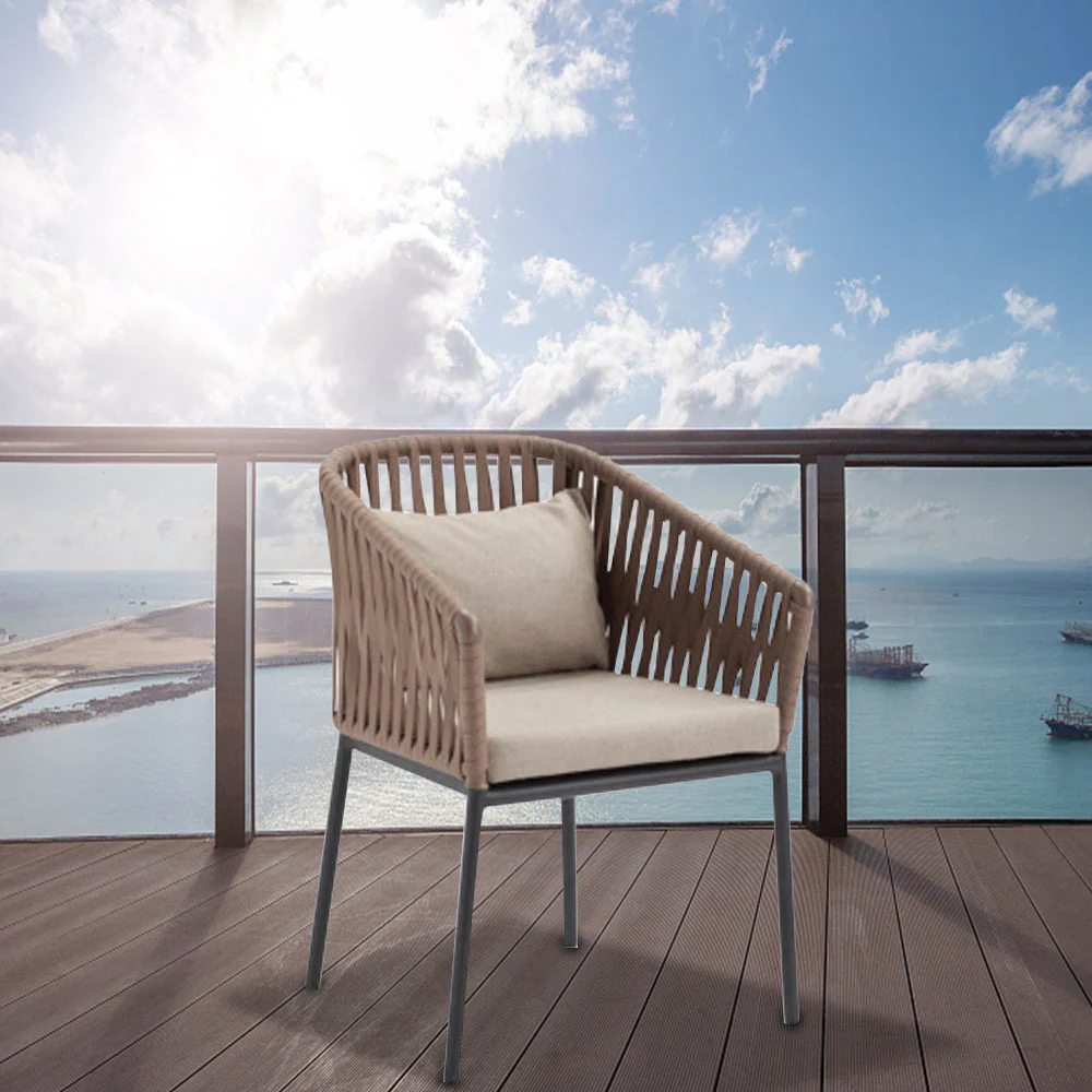 LIVARA PE Rattan Outdoor Sofa Garden Chair - Dark Khaki - Image 11
