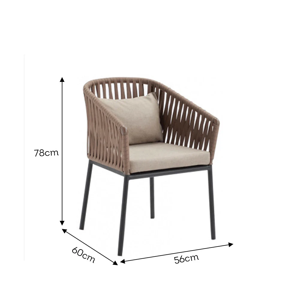 LIVARA PE Rattan Outdoor Sofa Garden Chair - Dark Khaki - Image 18